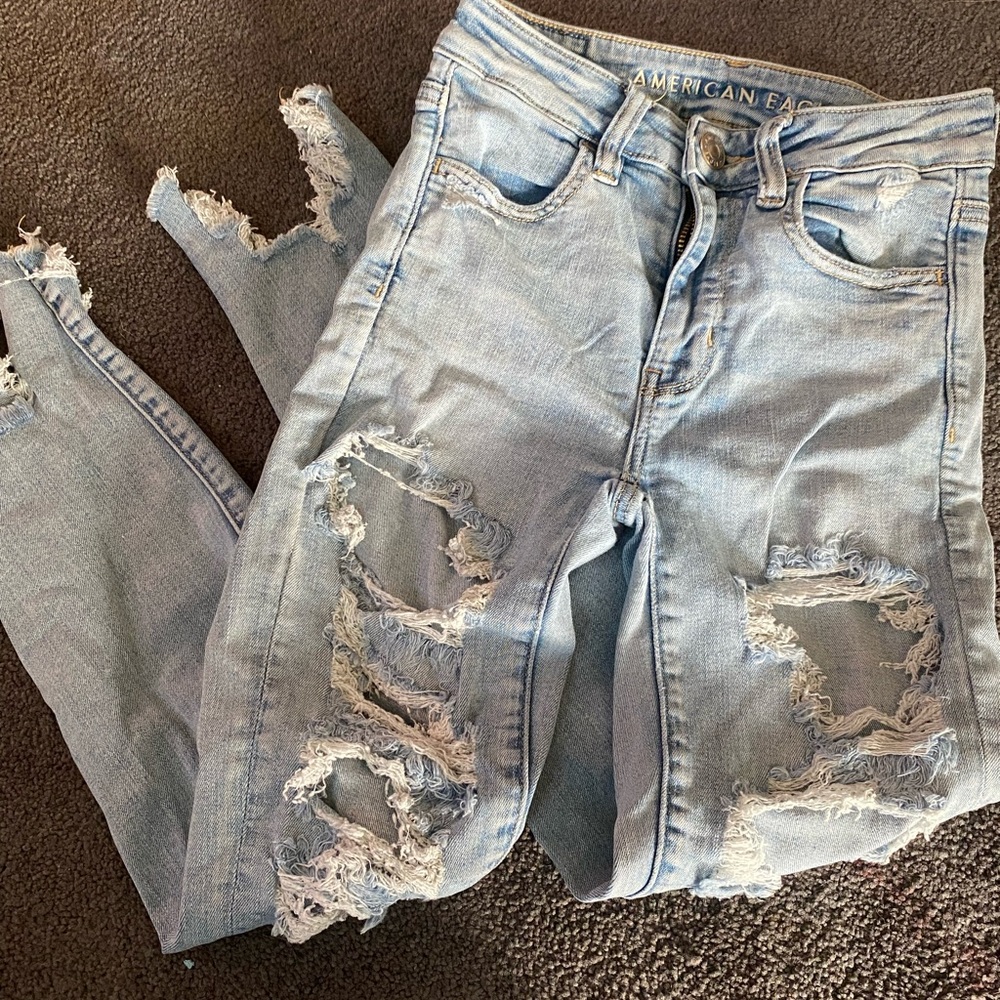 ripped blue jeans